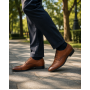 Pantofi Derby bărbați maro cognac din piele naturală cu perforații Lucas Shoes 702CON